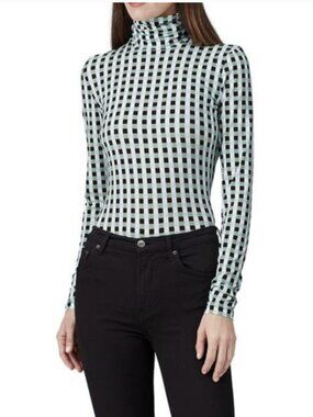 Proenza Schouler White Label Check Print Long Sleeve Turtleneck Stretchy Large